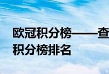 欧冠积分榜——查看：2016-2017赛季欧冠积分榜排名