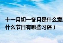 十一月初一冬月是什么意思（农历十一月初一日即冬月冬是什么节日有哪些习俗）