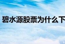 碧水源股票为什么下跌 碧水源股票为何不涨 
