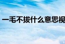 一毛不拔什么意思视频（一毛不拔什么意思）