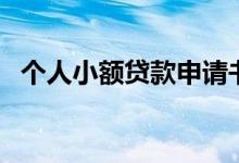 个人小额贷款申请书（个人小额贷款平台）