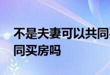 不是夫妻可以共同买房子吗 不是夫妻可以共同买房吗