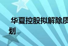  华夏控股拟解除质押的股份暂无后续质押计划 