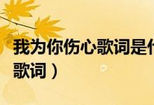 我为你伤心歌词是什么意思（我为你伤心全部歌词）