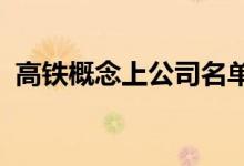 高铁概念上公司名单一览哪些是高铁概念股
