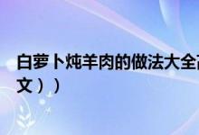 白萝卜炖羊肉的做法大全高压锅（白萝卜炖羊肉的做法（图文））