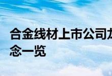 合金线材上市公司龙头有哪些合金线材股票概念一览