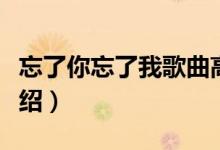 忘了你忘了我歌曲高清（忘了你忘了我歌词介绍）
