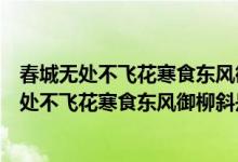 春城无处不飞花寒食东风御柳斜是哪一首诗（古诗里春城无处不飞花寒食东风御柳斜是什么意思）