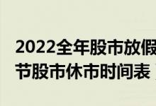 2022全年股市放假安排表（2022年五一劳动节股市休市时间表）