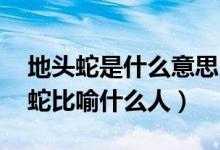地头蛇是什么意思比喻什么人（千里马,地头蛇比喻什么人）