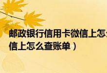 邮政银行信用卡微信上怎么查账单记录（邮政银行信用卡微信上怎么查账单）