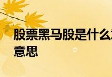 股票黑马股是什么意思啊 股票黑马股是什么意思 