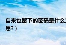 自来也留下的密码是什么意思（自来也留下的密码是什么意思?）