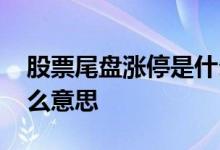 股票尾盘涨停是什么意思 股票尾盘涨停是什么意思 
