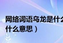 网络词语乌龙是什么意思（网络上的摆乌龙是什么意思）