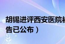胡锡进评西安医院被停业：处罚重了（处罚公告已公布）