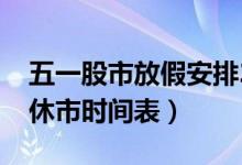 五一股市放假安排2022（2022年节假日a股休市时间表）