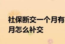 社保断交一个月有必要补上吗 社保断交一个月怎么补交 