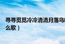 寻寻觅觅冷冷清清月落乌啼（寻寻觅觅冷冷清清月落乌啼什么歌）