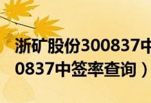 浙矿股份300837中签号率（300837配号 300837中签率查询）