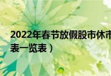 2022年春节放假股市休市安排（2022年股市放假安排时间表一览表）
