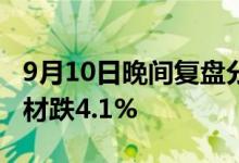9月10日晚间复盘分析：硅钢概念报跌本钢板材跌4.1%