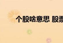个股啥意思 股票中个股是什么意思 