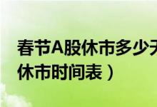 春节A股休市多少天2022（2022年春节股市休市时间表）