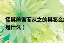 择其善者而从之的其怎么解释（择其善者而从之的而的用法是什么）