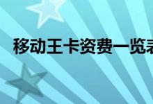 移动王卡资费一览表（移动王卡资费套餐）