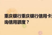 重庆银行重庆银行信用卡还没收到如果卡没有激活我如何查询信用额度？
