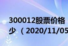 300012股票价格（300012股票价格今天多少 （2020/11/05））