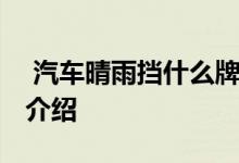  汽车晴雨挡什么牌子好 汽车晴雨挡十大品牌介绍 