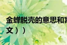 金蝉脱壳的意思和寓意（金蝉脱壳的意思（图文））