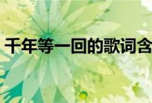 千年等一回的歌词含义（千年等一回的歌词）