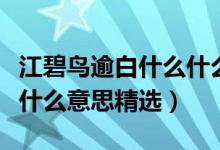 江碧鸟逾白什么什么什么（江碧鸟逾白的逾是什么意思精选）