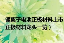 锂离子电池正极材料上市公司股票有哪些（相关锂离子电池正极材料龙头一览）