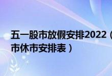 五一股市放假安排2022（5月1日放假安排2022 2022年股市休市安排表）