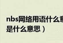 nbs网络用语什么意思（网络上的术语“NB”是什么意思）