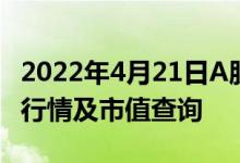 2022年4月21日A股成交额多少冷链设备概念行情及市值查询