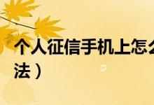 个人征信手机上怎么查（个人征信手机查询方法）