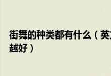 街舞的种类都有什么（英文名字加中文解释下介绍的越详细越好）