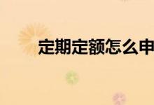 定期定额怎么申报（定期定额基金）