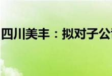 四川美丰：拟对子公司生产装置进行停车检修