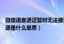微信语音通话暂时无法接通什么意思（微信通话暂时无法接通是什么意思）