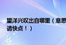 望洋兴叹出自哪里（意思是什么 望洋兴叹的近义词是什么 请快点！）