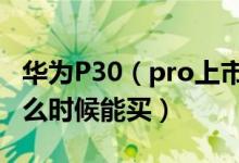 华为P30（pro上市时间公布 华为P30 Pro什么时候能买）