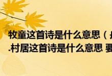 牧童这首诗是什么意思（舟过安仁这首诗是什么意思 清平乐.村居这首诗是什么意思 要简要的）