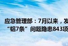应急管理部：7月以来，发现整改“钢8条”问题隐患232项、“铝7条”问题隐患843项